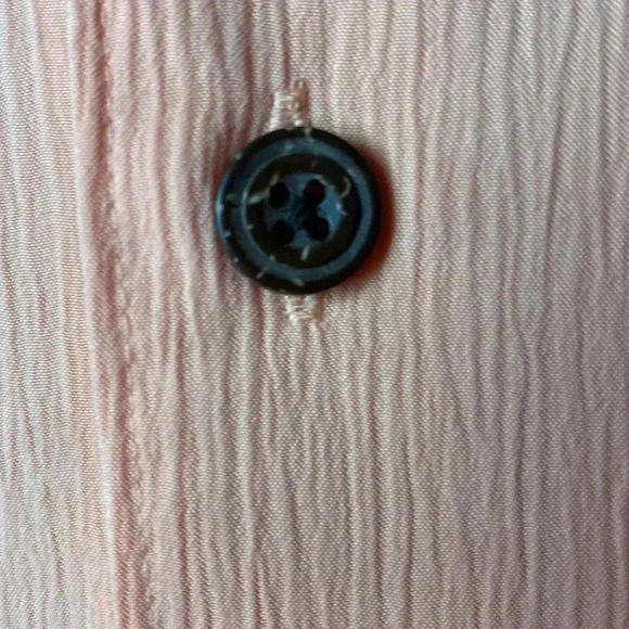 CARIBBEAN MENS SOZE LARGE BUTTON DOWN SHIRT PEACH COLOR CRINKLE LOOK CLEAN - Picture 5 of 12